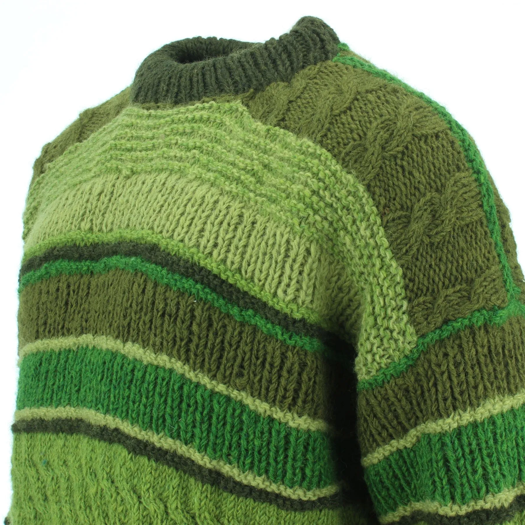 Chunky Wool Multi Knit Jumper - Green
