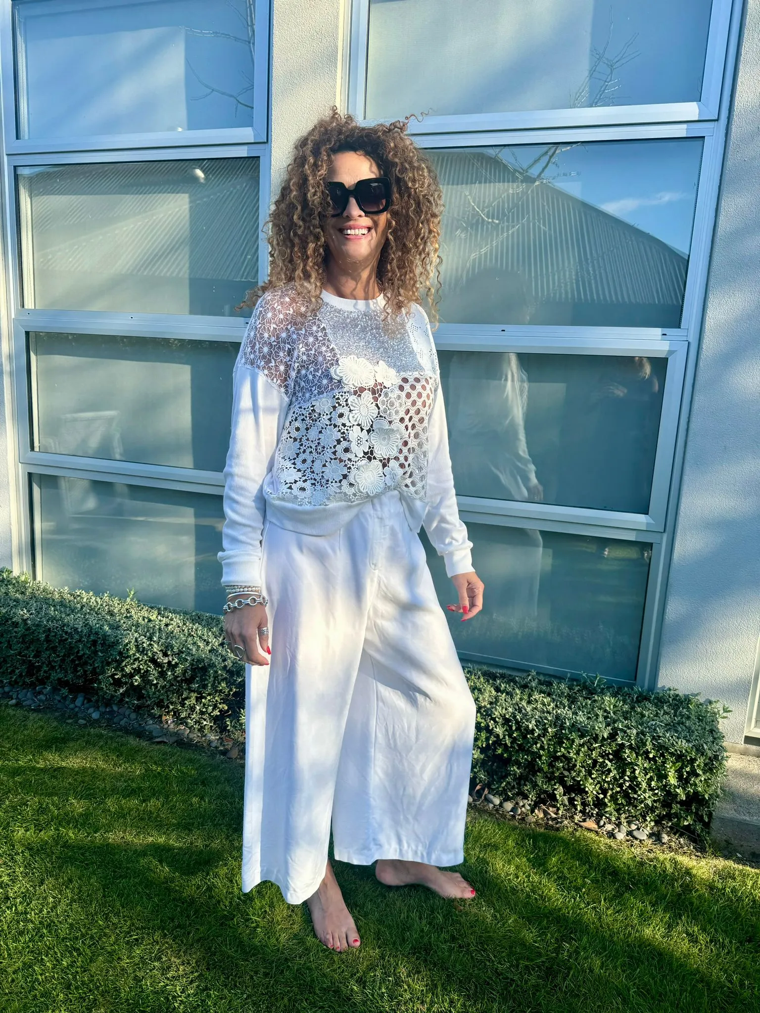 Country Road ivory wide leg pants, size 10-NZ 12
