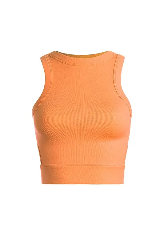 Cut out side banded crop tank