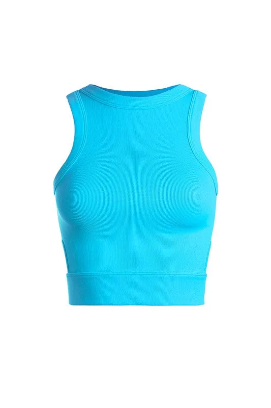 Cut out side banded crop tank