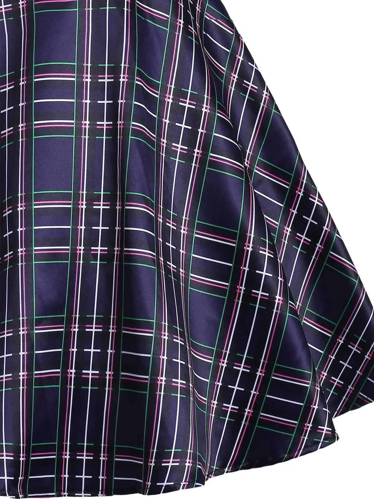 Dark Blue 1950s Plaid Patchwork Dress
