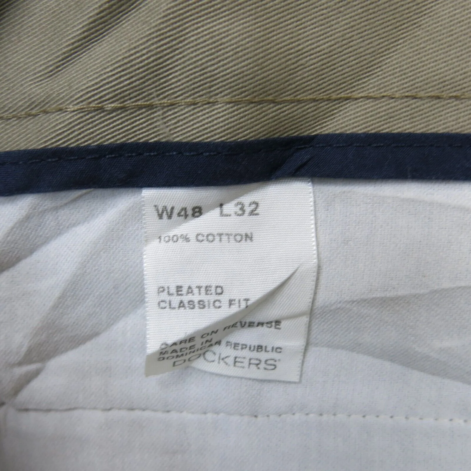 Dockers Mens Chino Pant Wide Leg Classic Fit Cotton Pockets Khaki Size W48XL32
