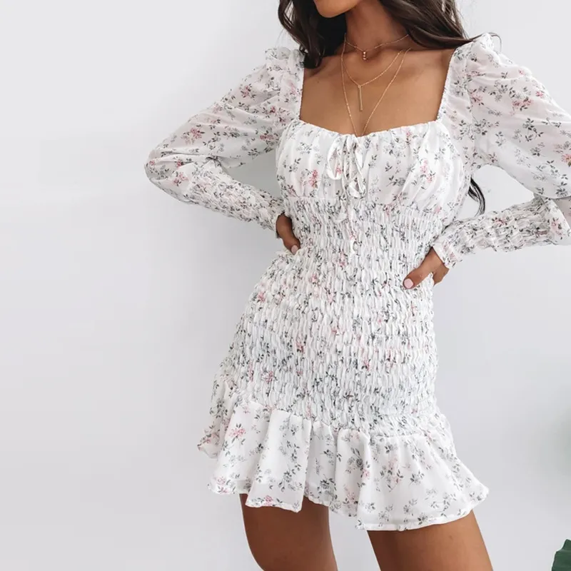 Dunnmall Retro Green Floral Print Sundress