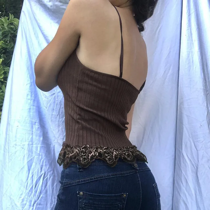 Dunnmall You Make It Lace Crop Tank