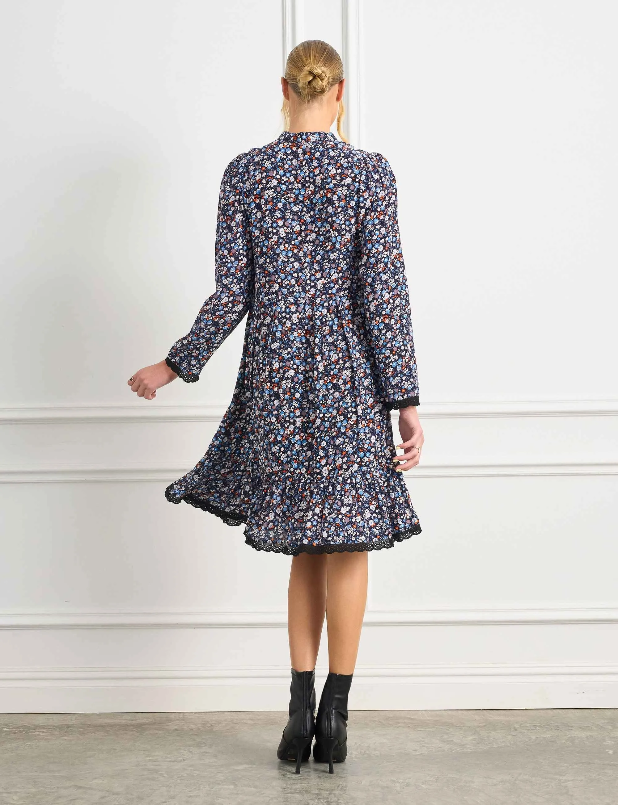 Ellen 'Blue Without You' Hem Frill Shift Dress FINAL SALE