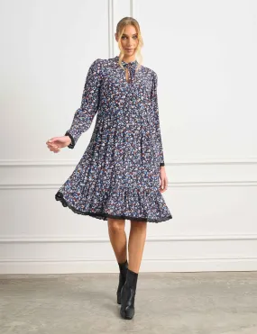 Ellen 'Blue Without You' Hem Frill Shift Dress FINAL SALE