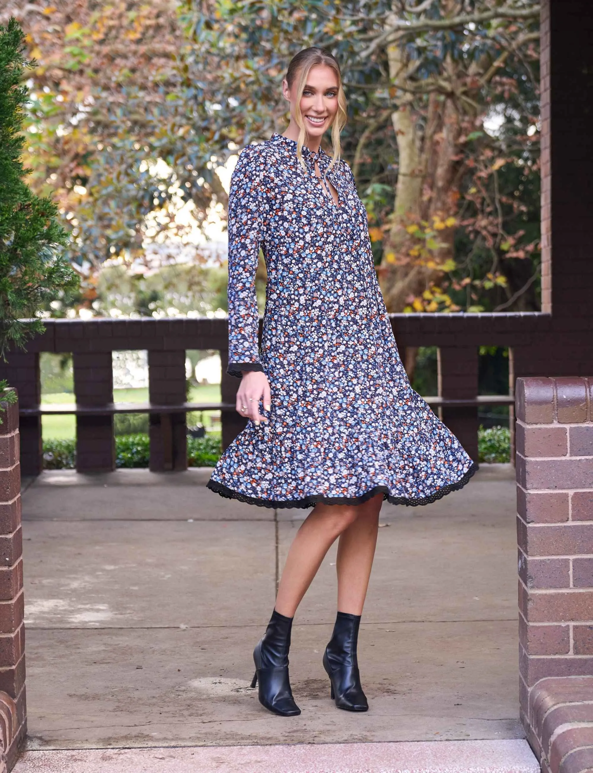Ellen 'Blue Without You' Hem Frill Shift Dress FINAL SALE
