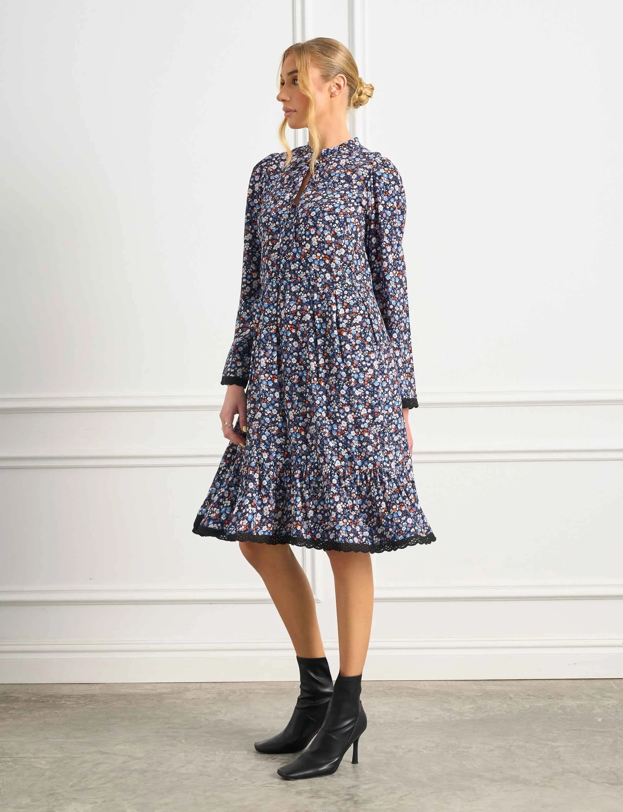 Ellen 'Blue Without You' Hem Frill Shift Dress FINAL SALE