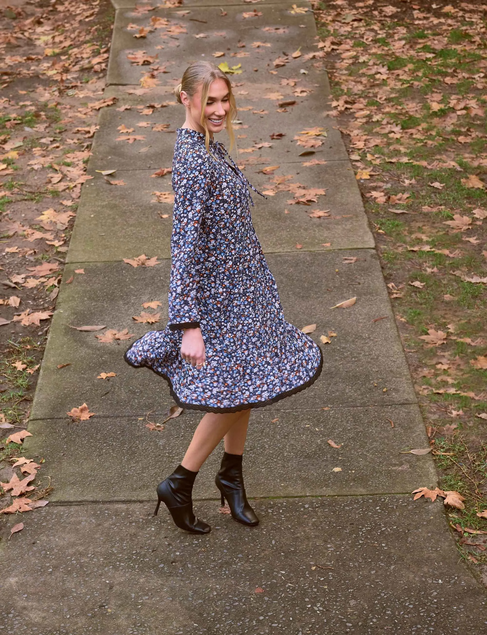Ellen 'Blue Without You' Hem Frill Shift Dress FINAL SALE