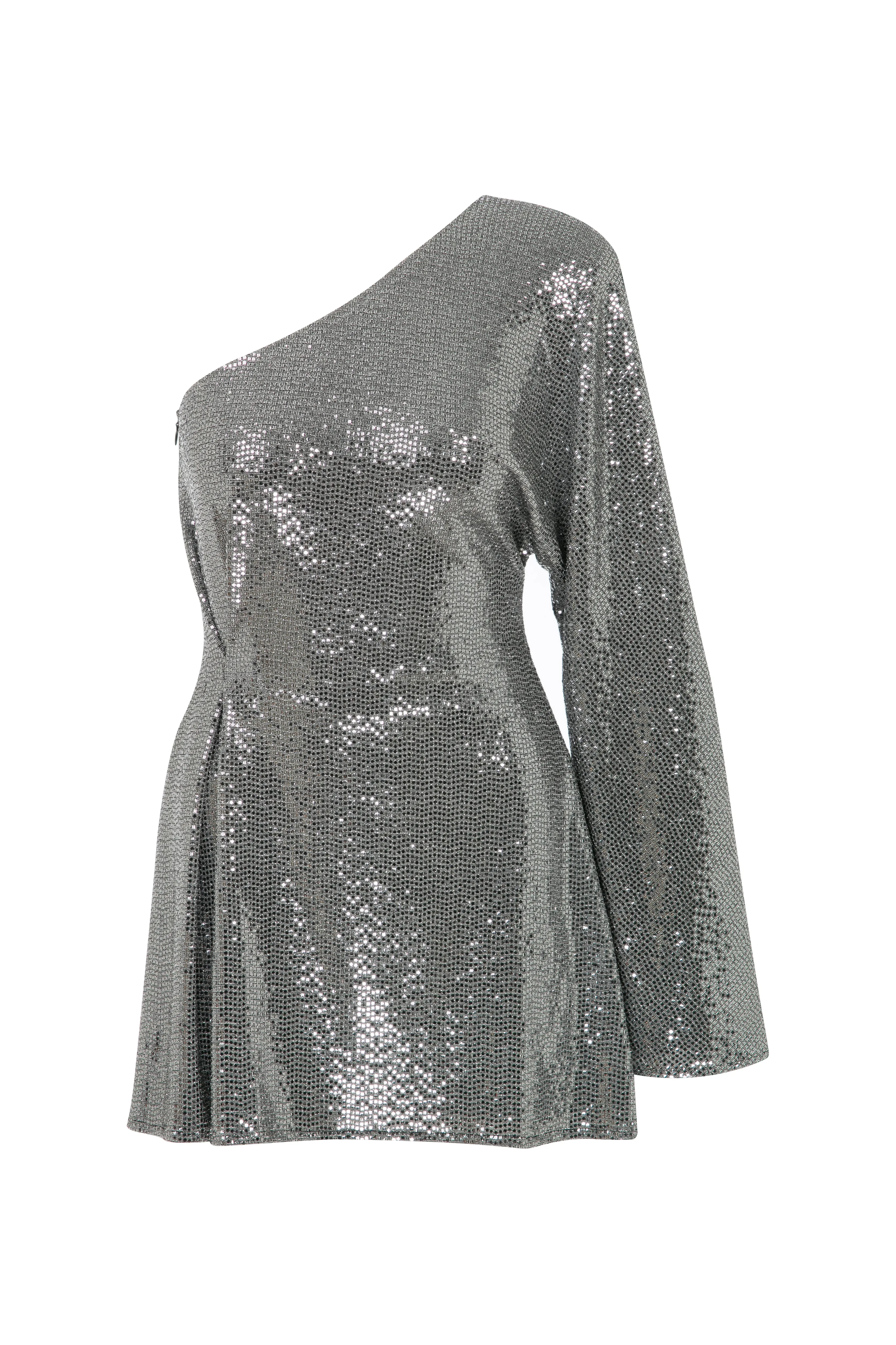 Emerald One-Shoulder Sequin Mini Dress