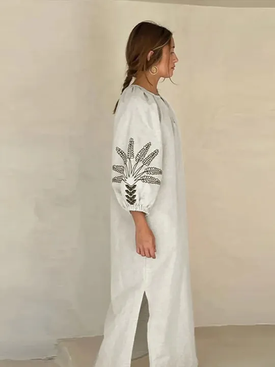 Espa Bohemian Embroidery Puff Sleeve Dress