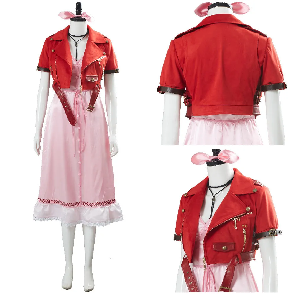 Final Fantasy VII 7 Aeris Aerith Gainsborough Pink Dress Outfit Cosplay Costume