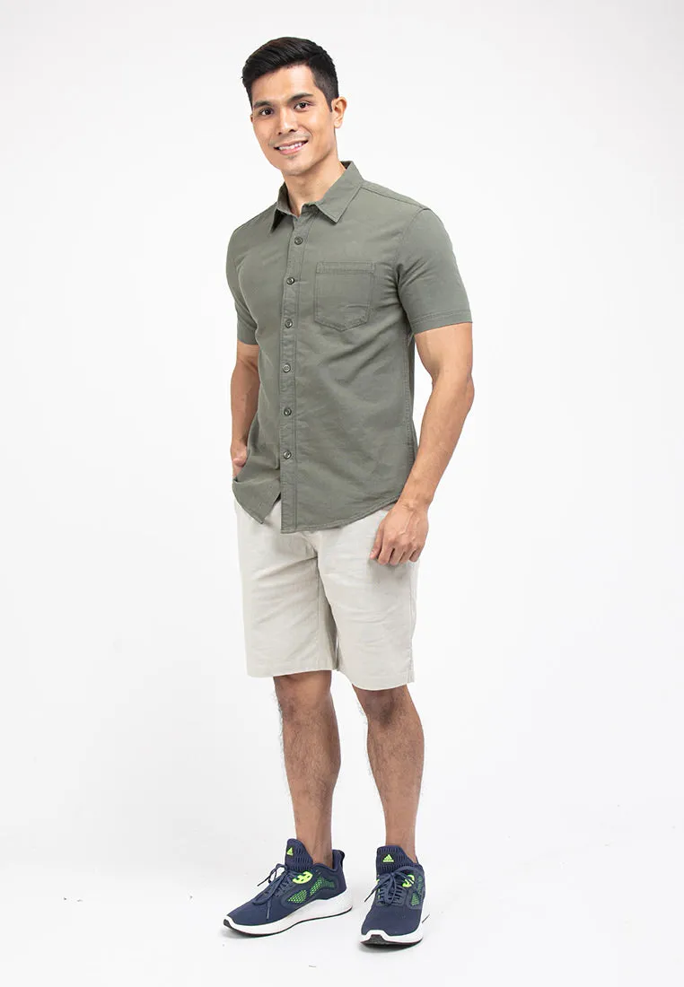Forest Half Elastic Plain Bermuda Shorts Men Chino Casual Short Pants Men | Seluar Pendek Lelaki - 65842