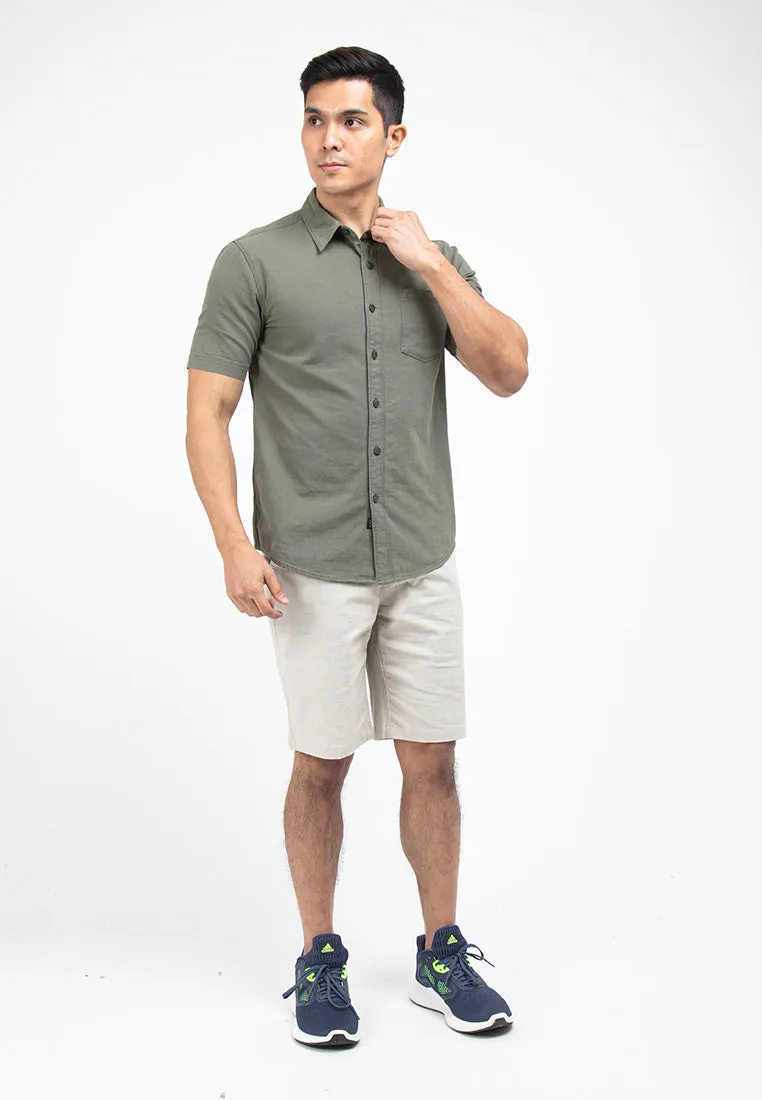 Forest Half Elastic Plain Bermuda Shorts Men Chino Casual Short Pants Men | Seluar Pendek Lelaki - 65842