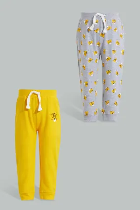 Grey And Mustard Tiger Jogger For Baby Boys (Pack of 2)