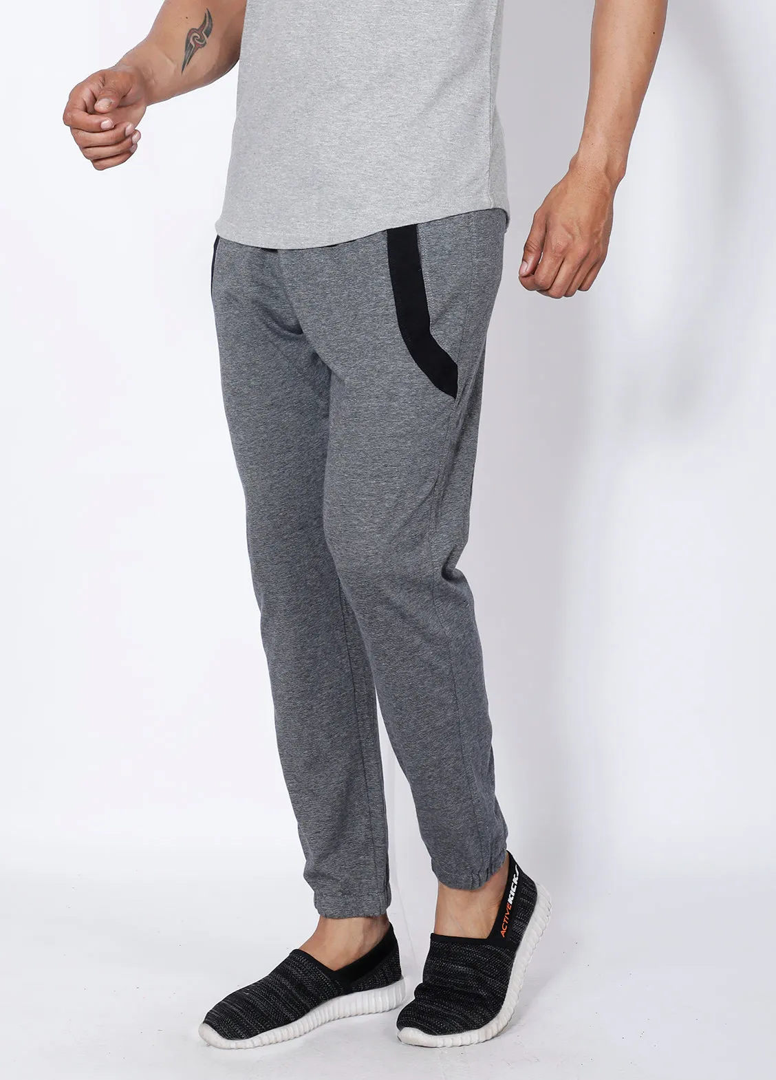 Grey Texture Cotton Joggers