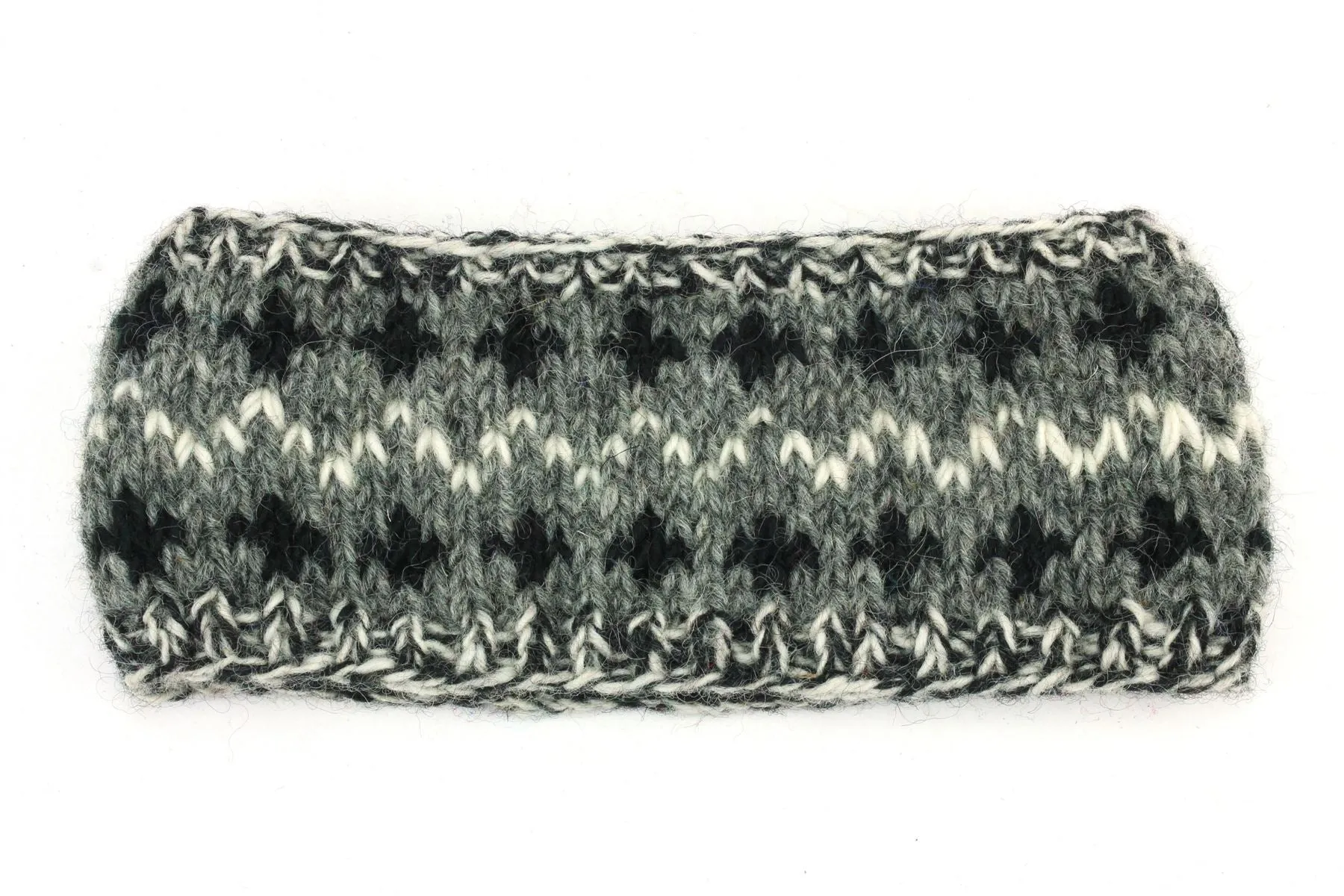 Hand Knitted Wool Headband  - 17 Grey