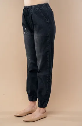 High Waisted Denim Joggers With Side Pockets - Full *PREORDER*