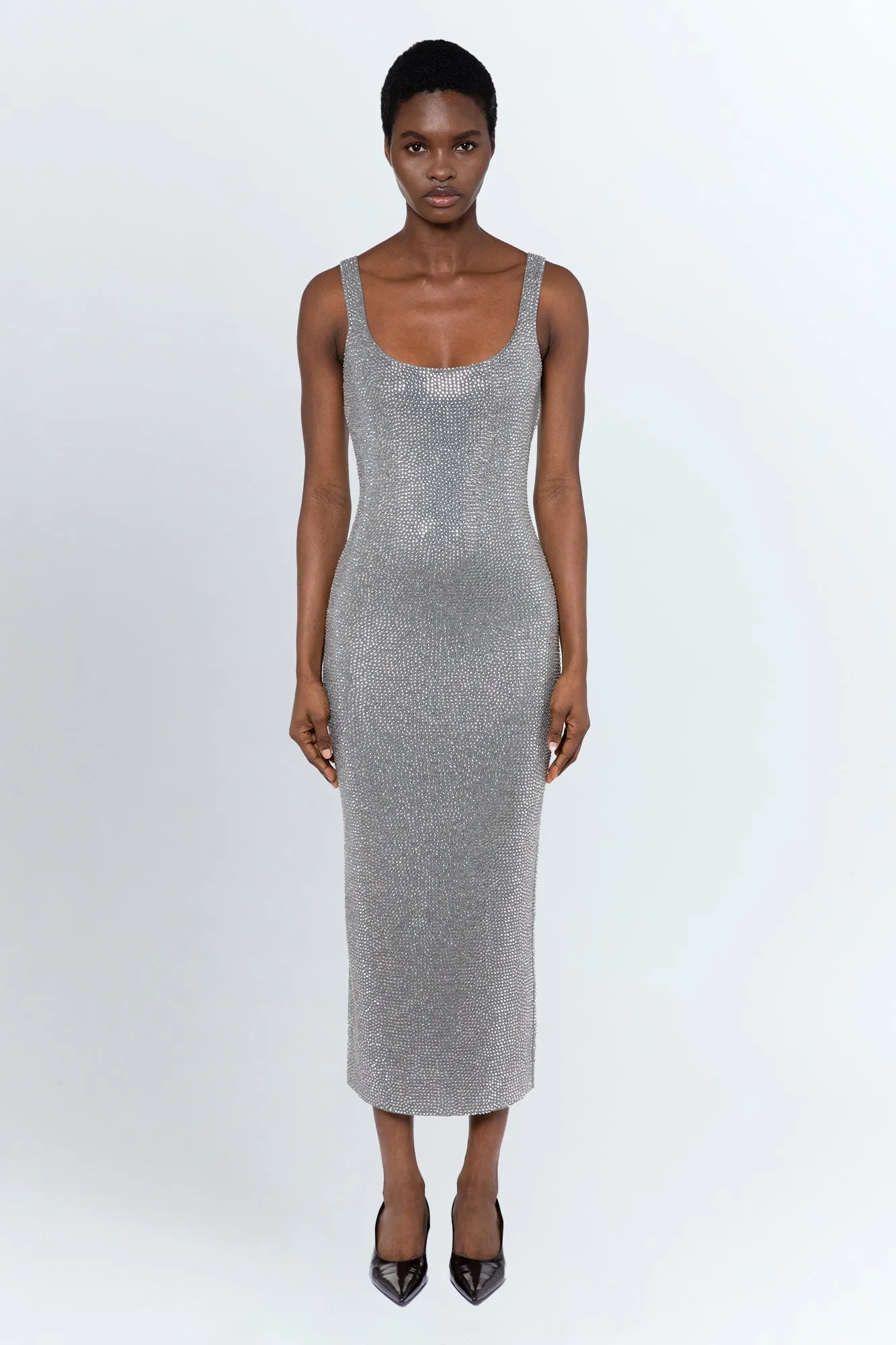 Hornet Embellished Knit Dress in Grigio