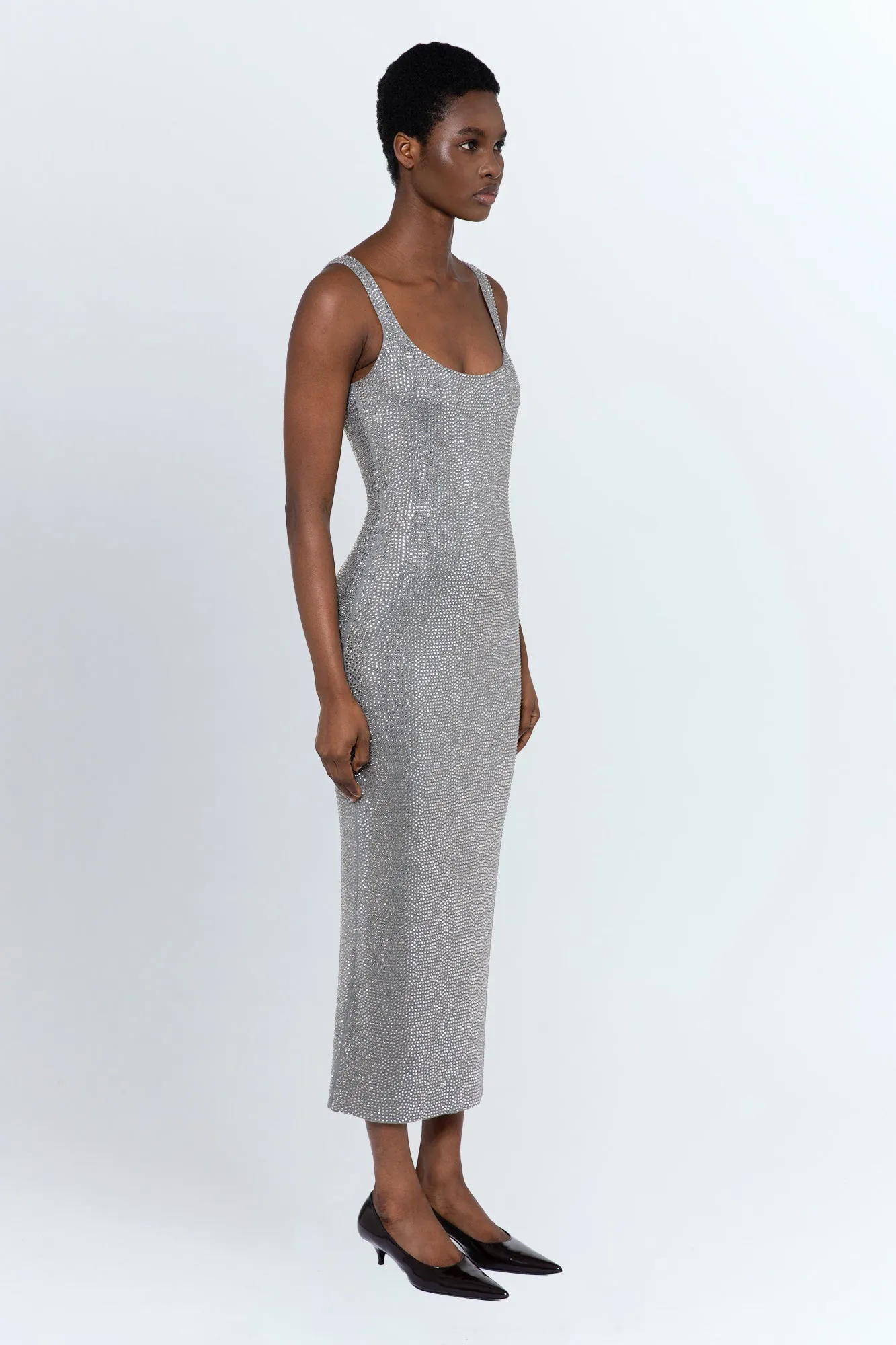 Hornet Embellished Knit Dress in Grigio