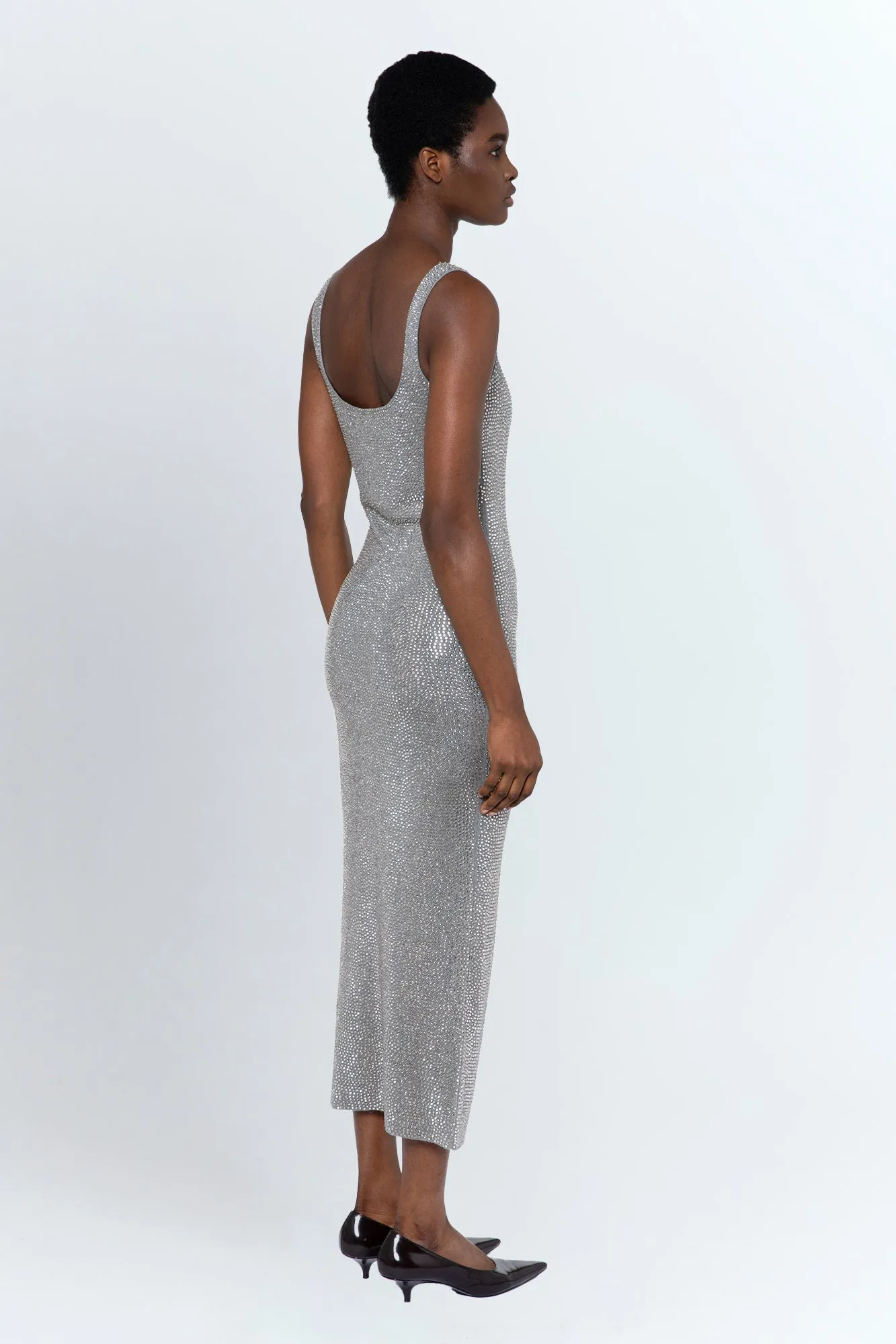 Hornet Embellished Knit Dress in Grigio