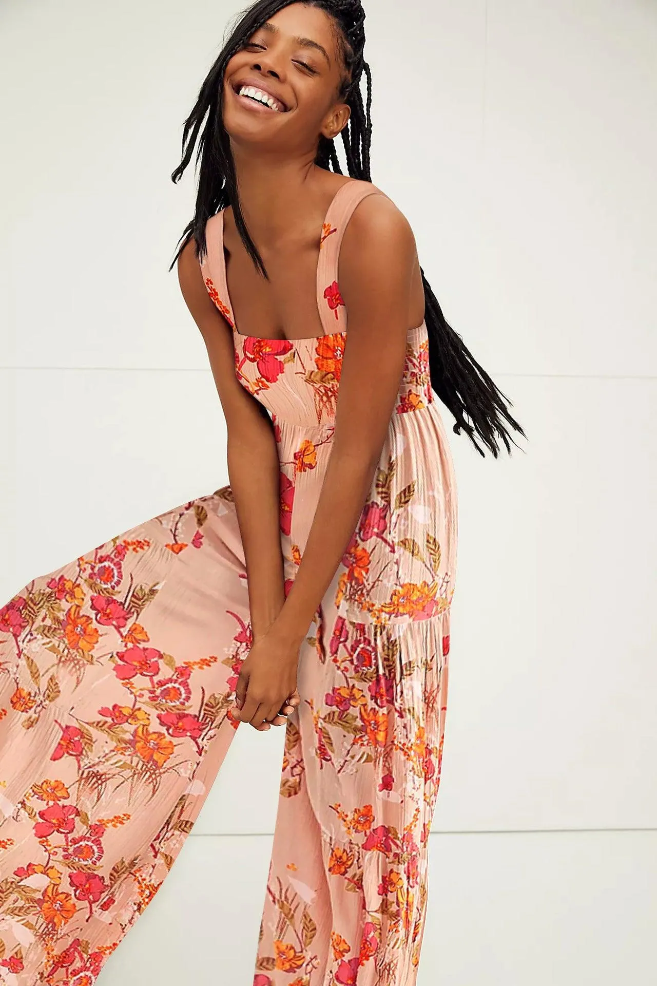 Hot Sale New Fashion Floral Women's Suspender Jumpsuit