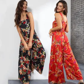 Hot Sale New Fashion Floral Women's Suspender Jumpsuit