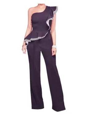 Inclined Shoulder Flouncing Sexy Romper - Ships in 24 hrs