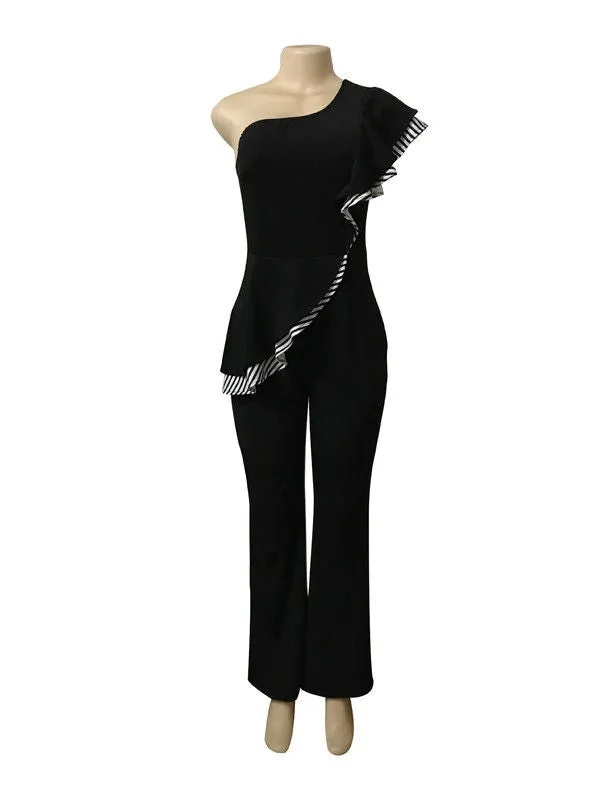 Inclined Shoulder Flouncing Sexy Romper - Ships in 24 hrs