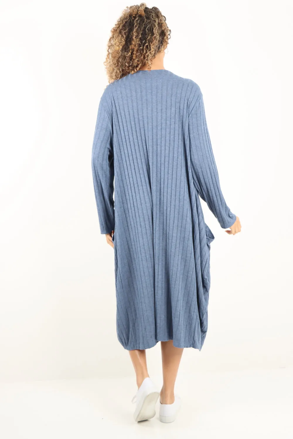 Italian Oversized Ribbed Soft Knit Long Sleeve Dress