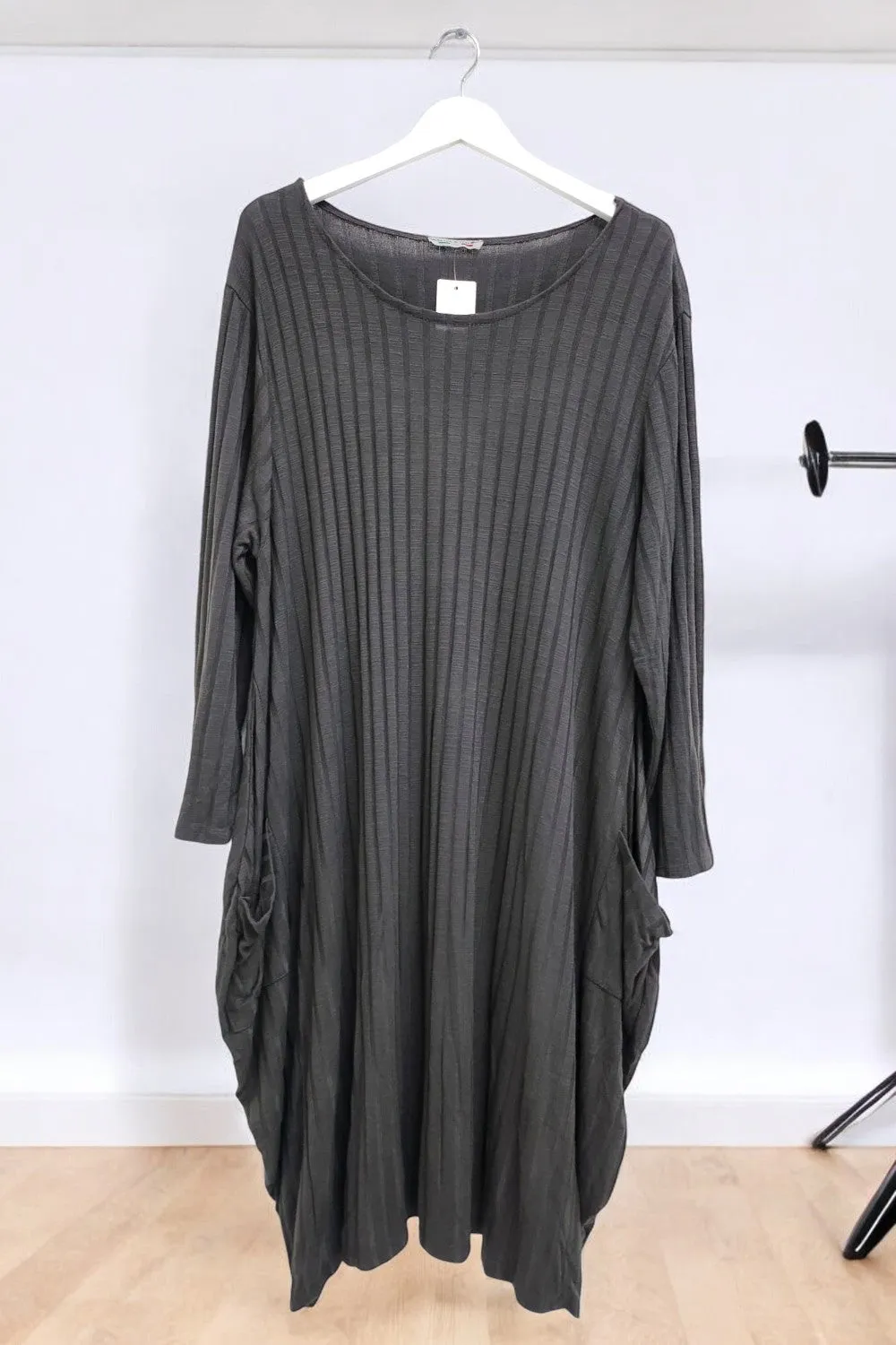 Italian Oversized Ribbed Soft Knit Long Sleeve Dress