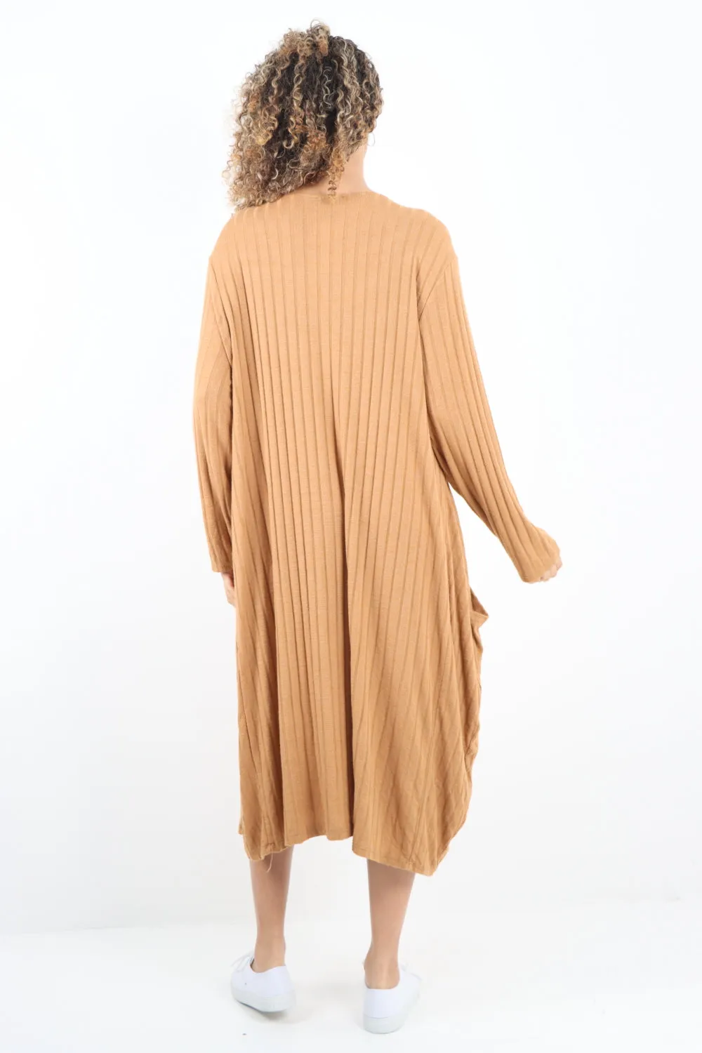 Italian Oversized Ribbed Soft Knit Long Sleeve Dress