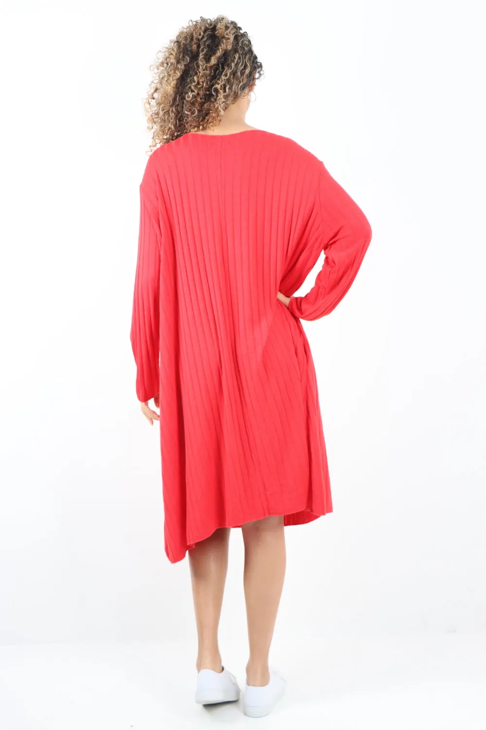 Italian Oversized Ribbed Soft Knit Long Sleeve Dress