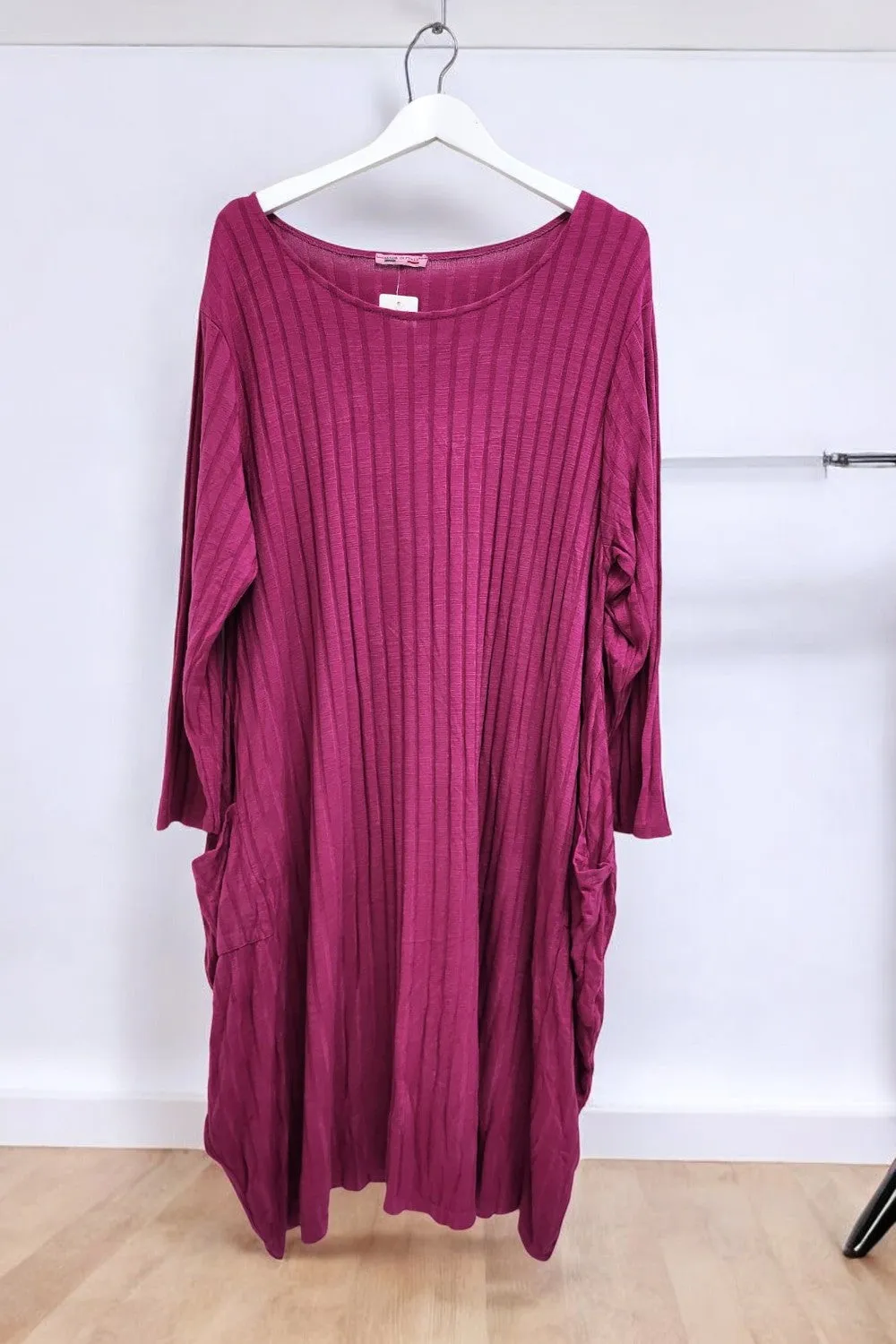Italian Oversized Ribbed Soft Knit Long Sleeve Dress