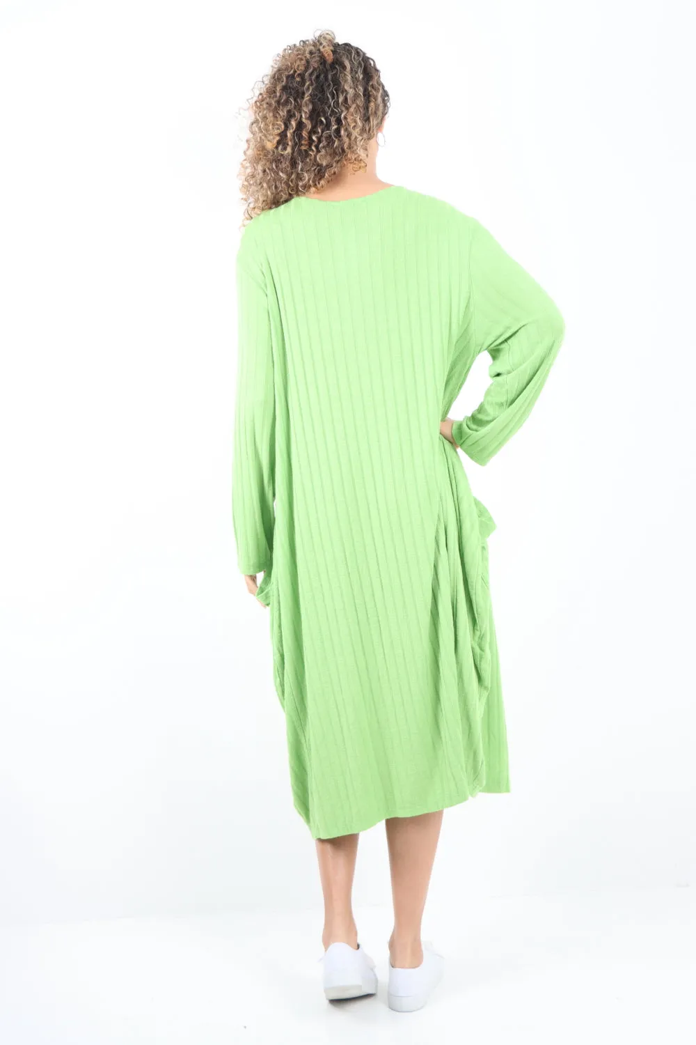 Italian Oversized Ribbed Soft Knit Long Sleeve Dress