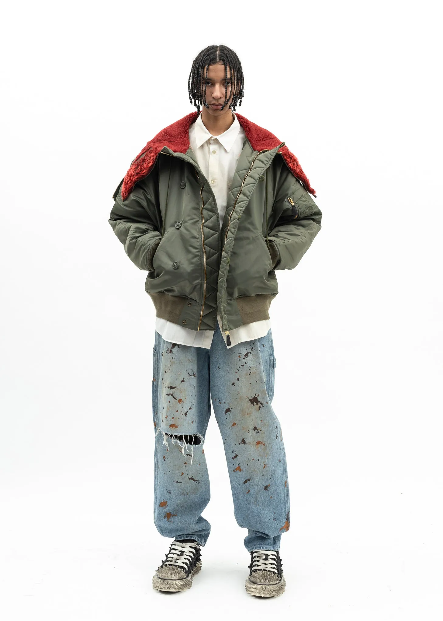 KHAKI PETAL MOUTH HOOD BOMBER JACKET