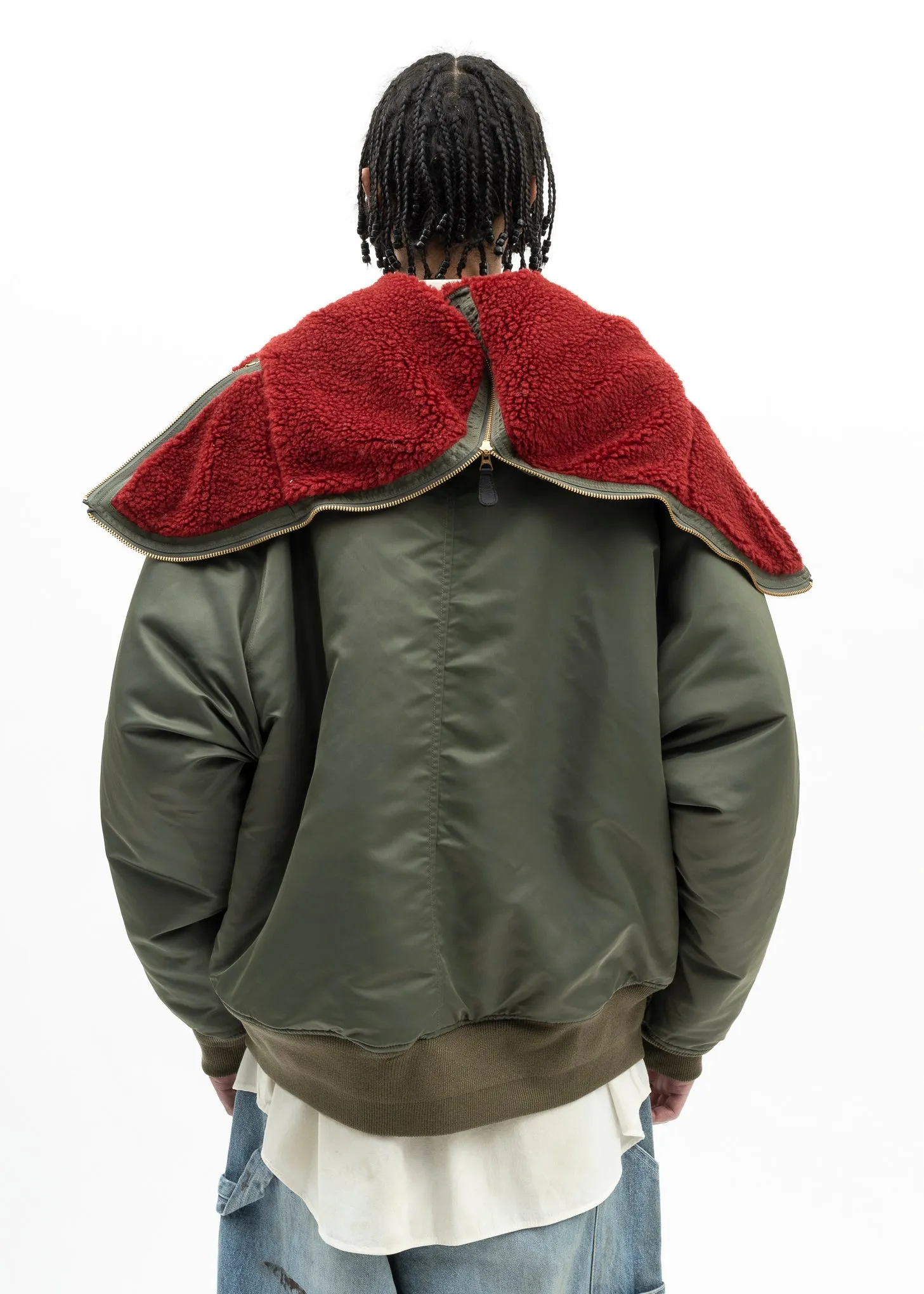 KHAKI PETAL MOUTH HOOD BOMBER JACKET
