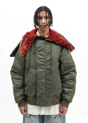 KHAKI PETAL MOUTH HOOD BOMBER JACKET