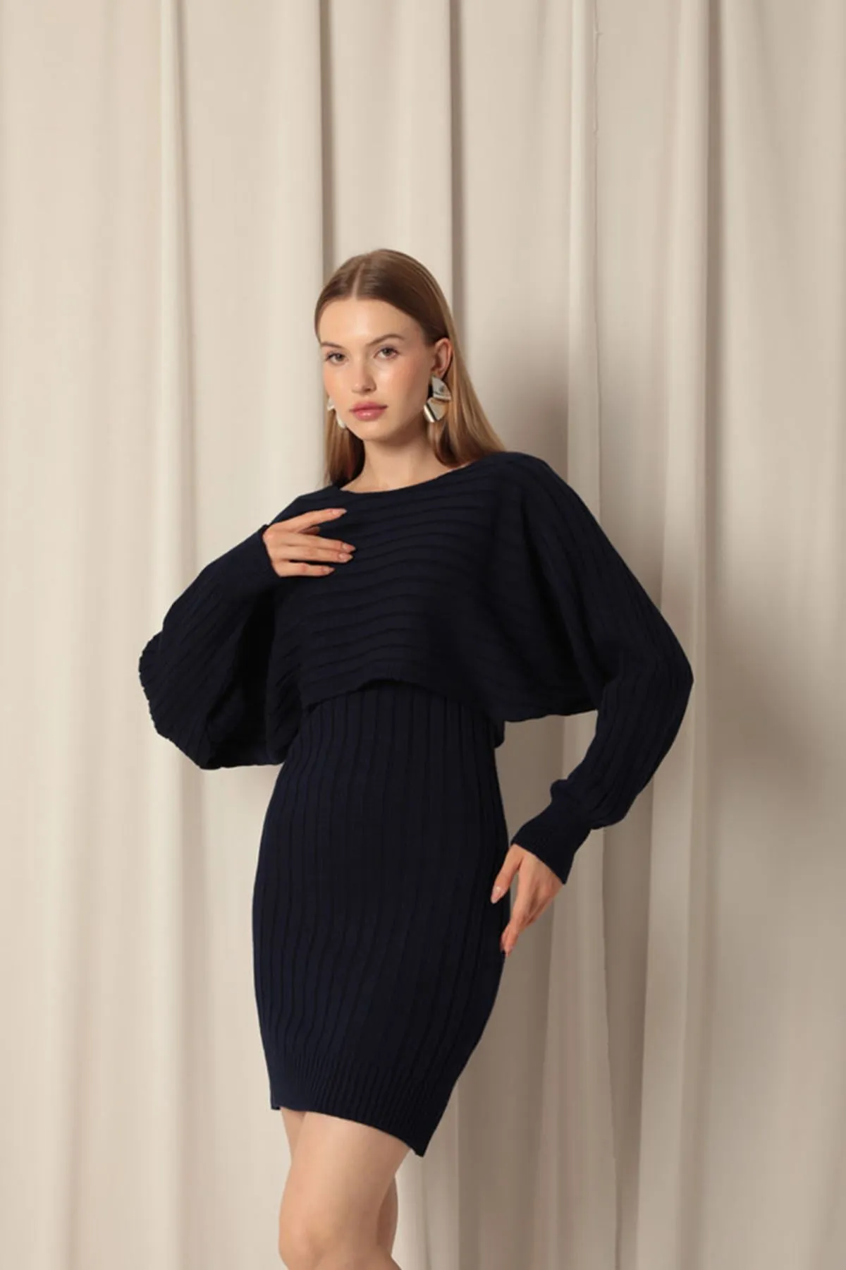 KKT Knitwear Fabric Sweater Dress Navy Blue Suit - Cheltenham