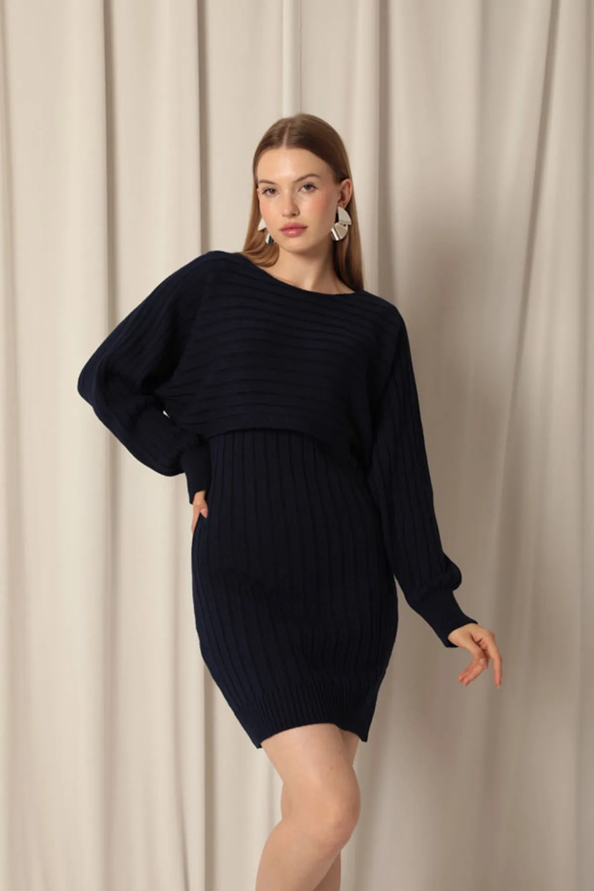 KKT Knitwear Fabric Sweater Dress Navy Blue Suit - Cheltenham