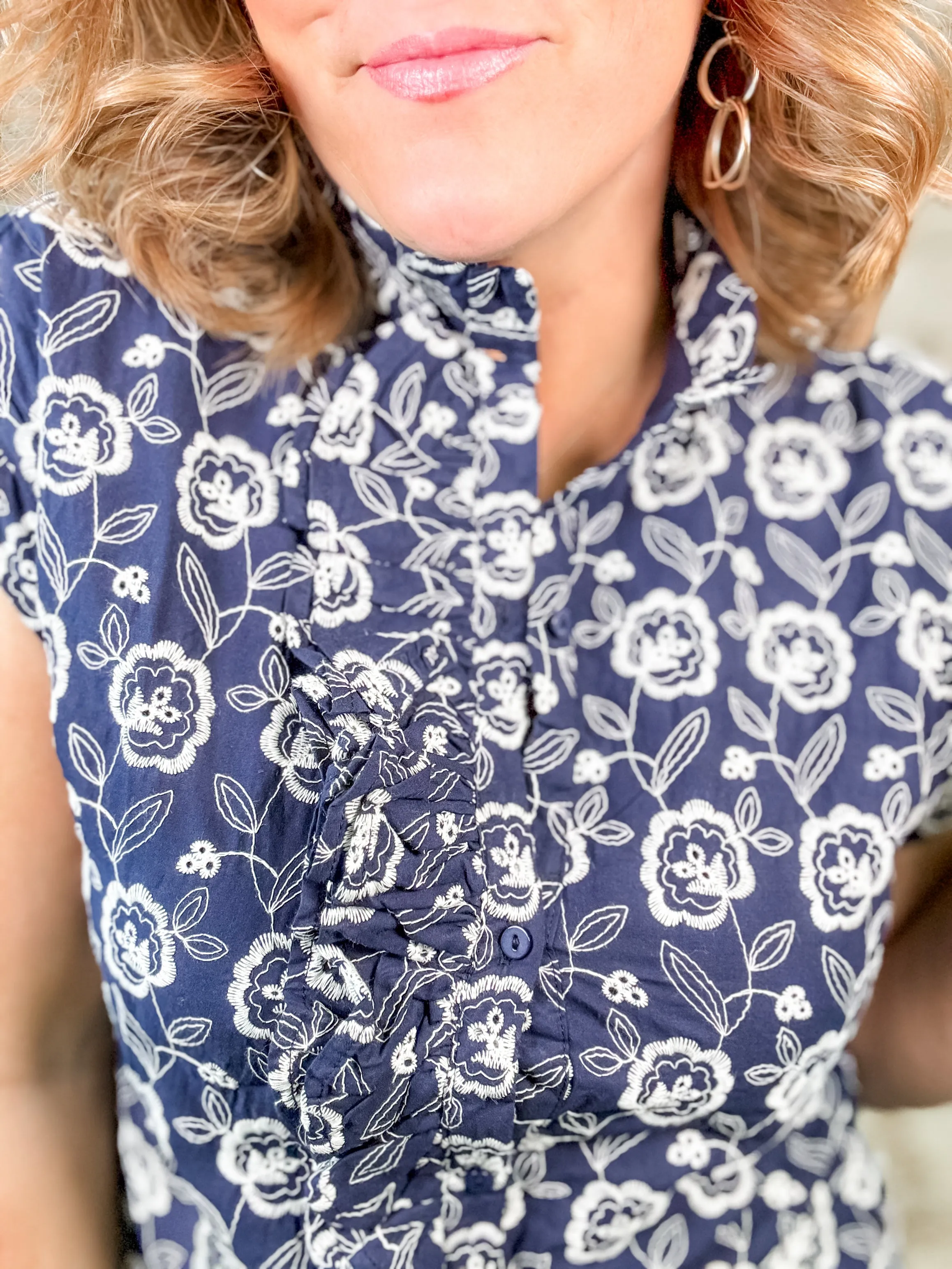 Kline Eyelet Button Up Top - FINAL SALE