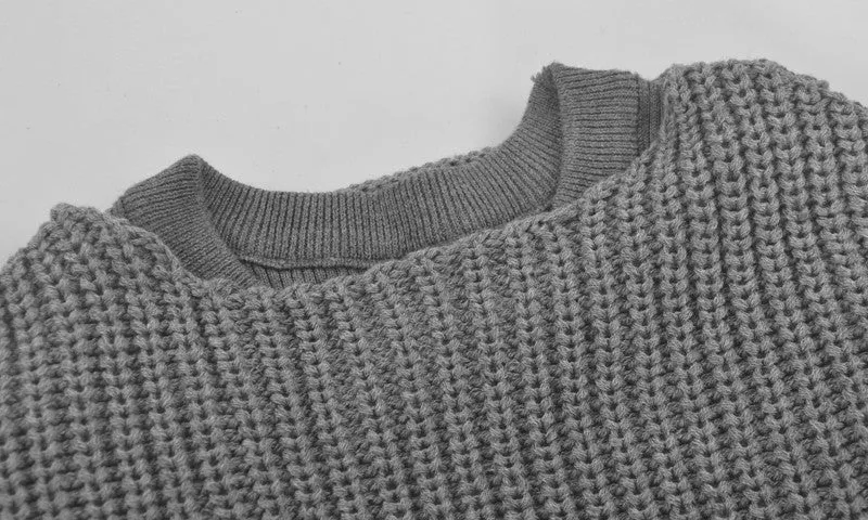 Knitted A-Line Mini Dress With O-Neck