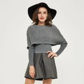 Knitted A-Line Mini Dress With O-Neck
