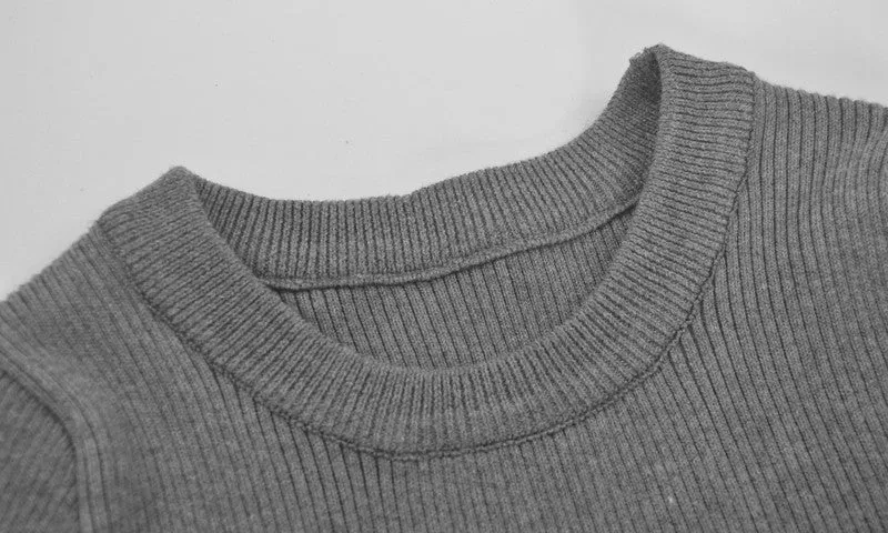 Knitted A-Line Mini Dress With O-Neck