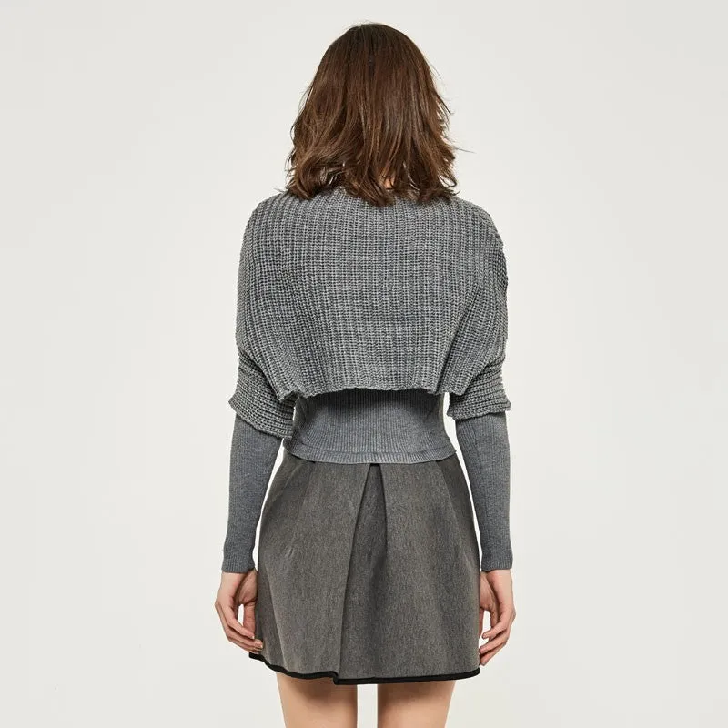 Knitted A-Line Mini Dress With O-Neck