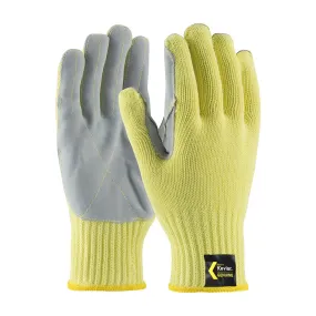 Kut Gard 09-K300LP/L Seamless Knit DuPont Kevlar Glove with Split Cowhide Leather Palm and Kevlar Stitching - Knit Wrist
