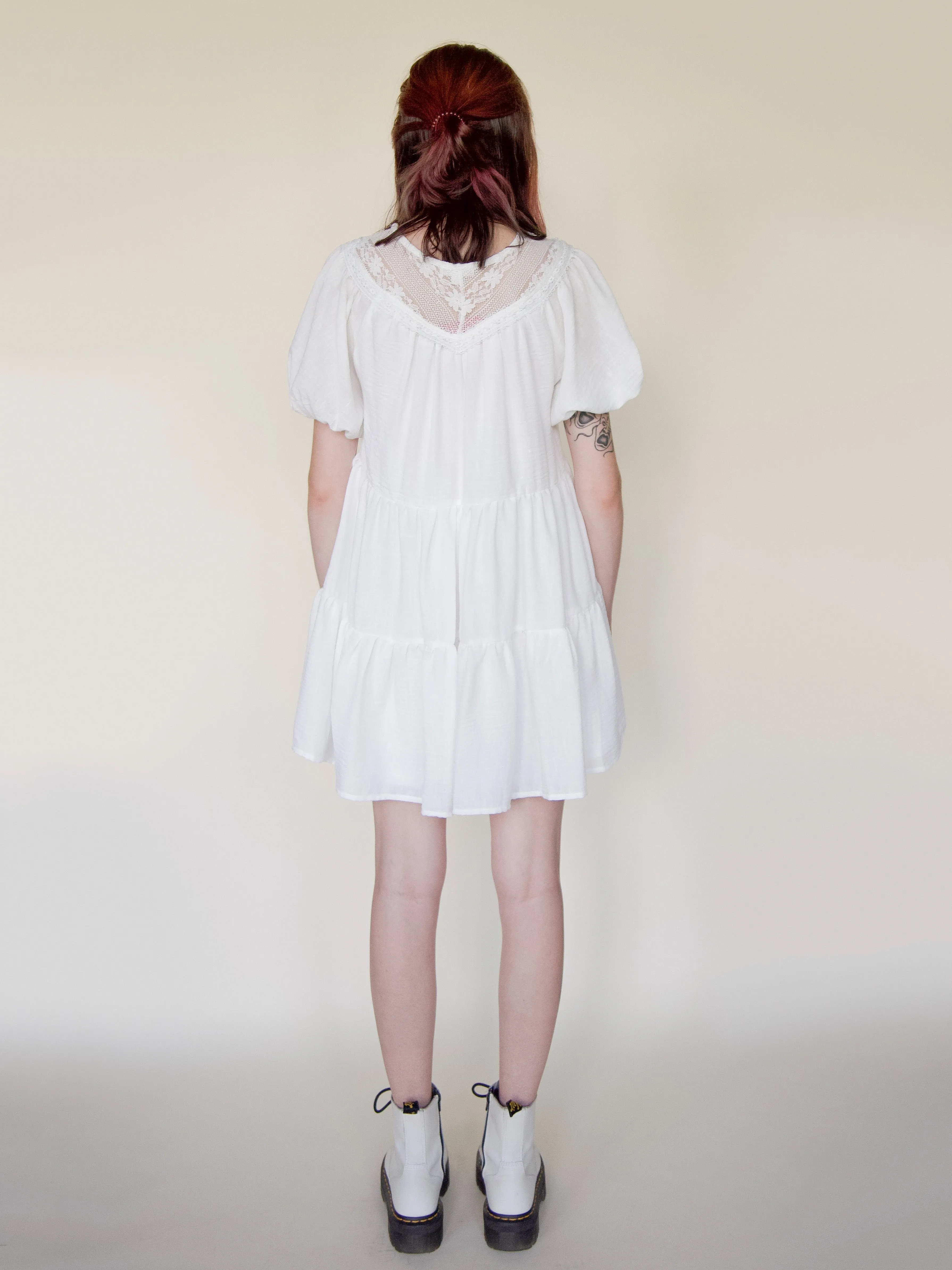 Lace Balloon Sleeve Dress