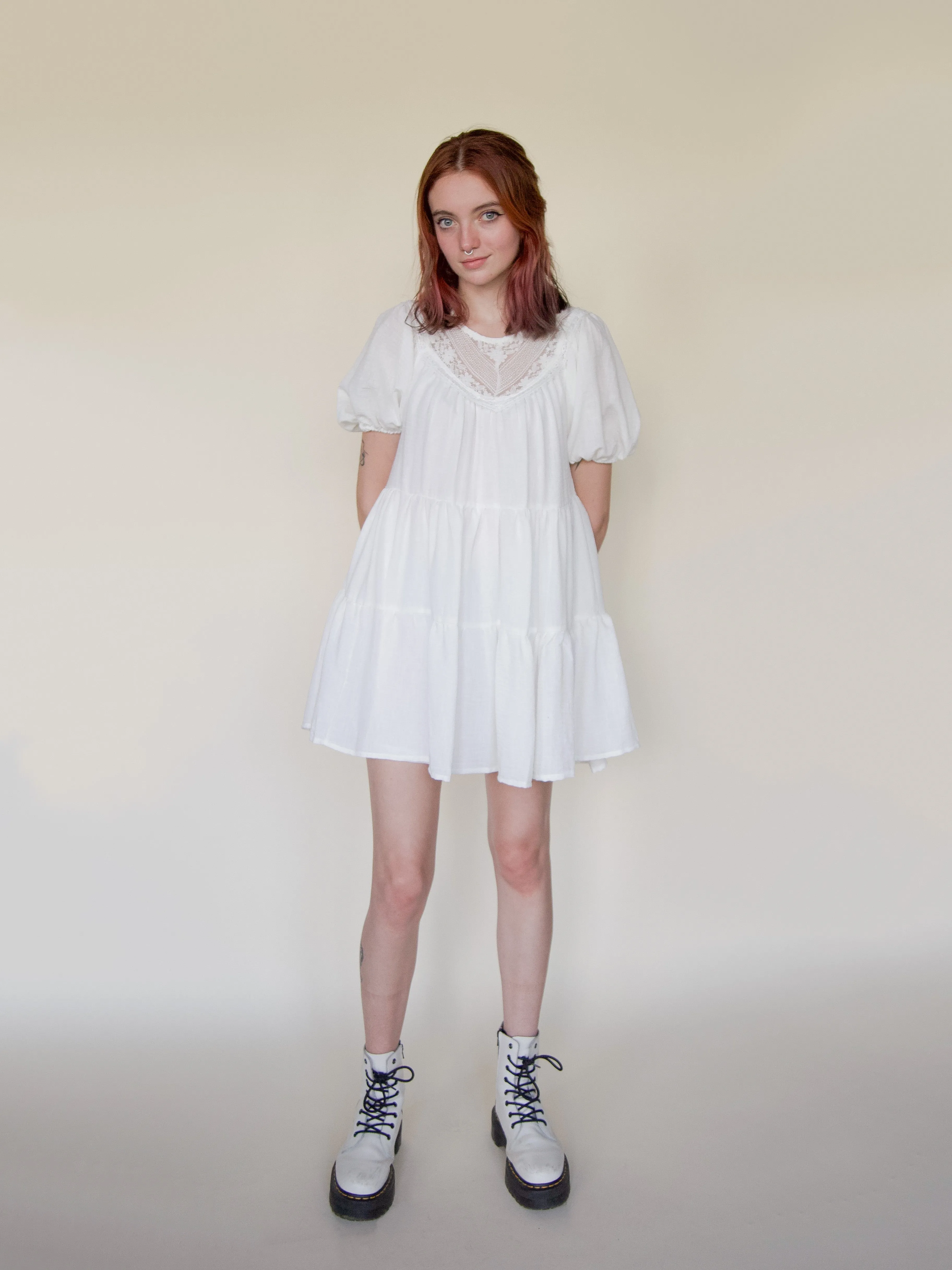 Lace Balloon Sleeve Dress