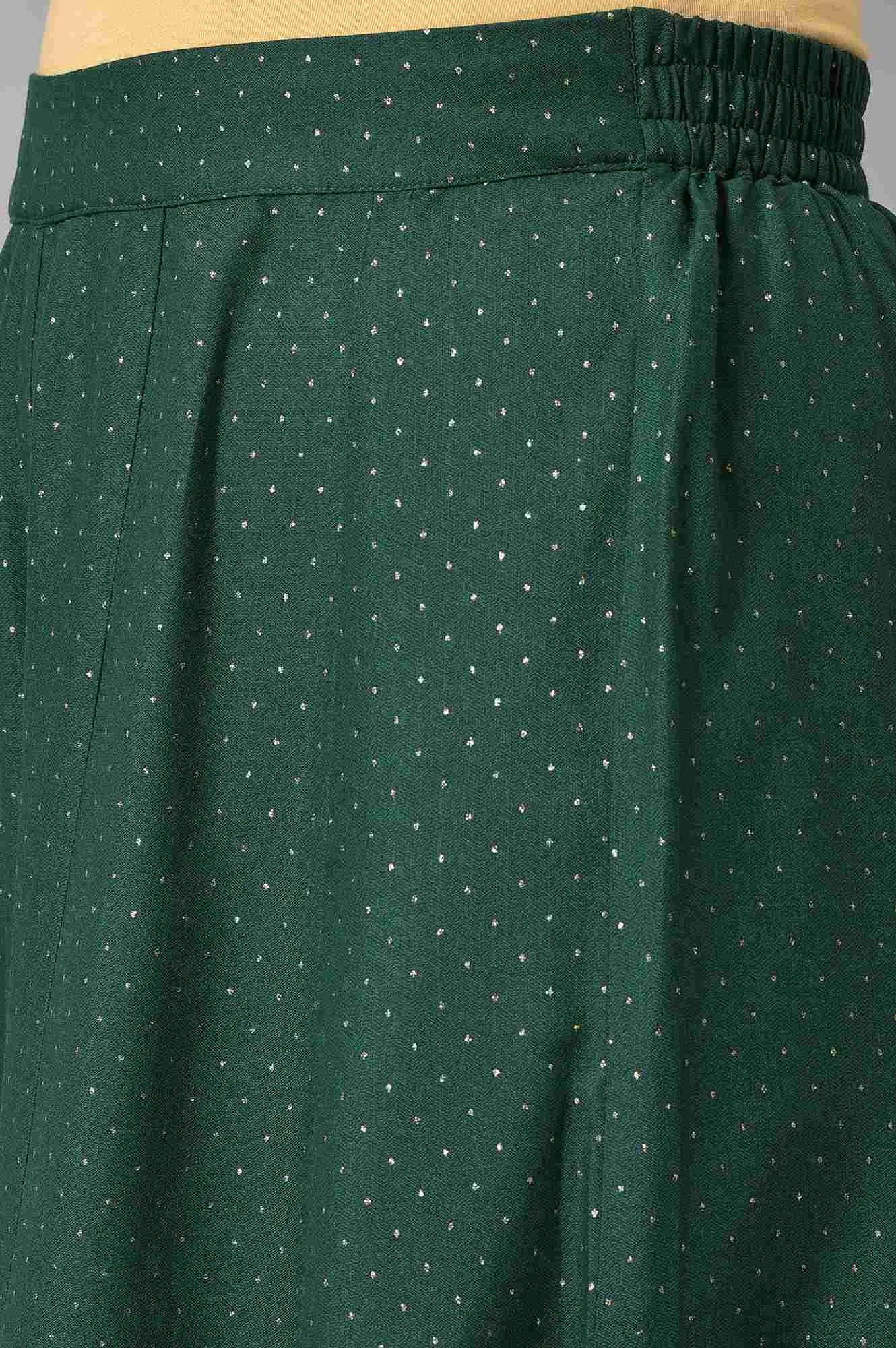 Leaf Green Glitter Printed Culottes