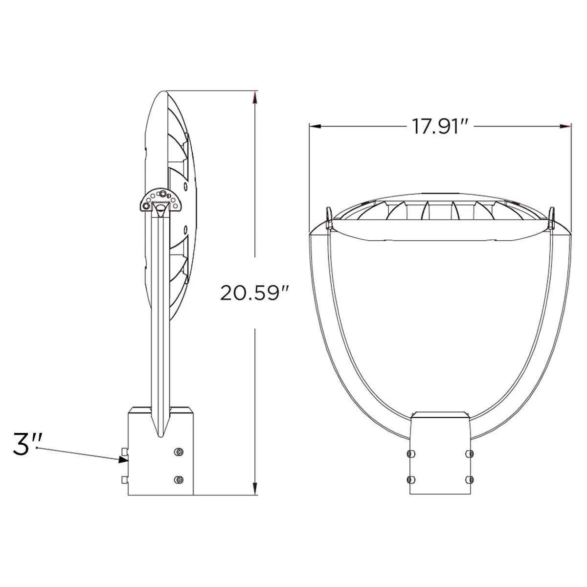 LED Post Top Area Light, 75 Watts, 10100 Lumens, Selectable CCT 30K/40K/50K, 120-347V